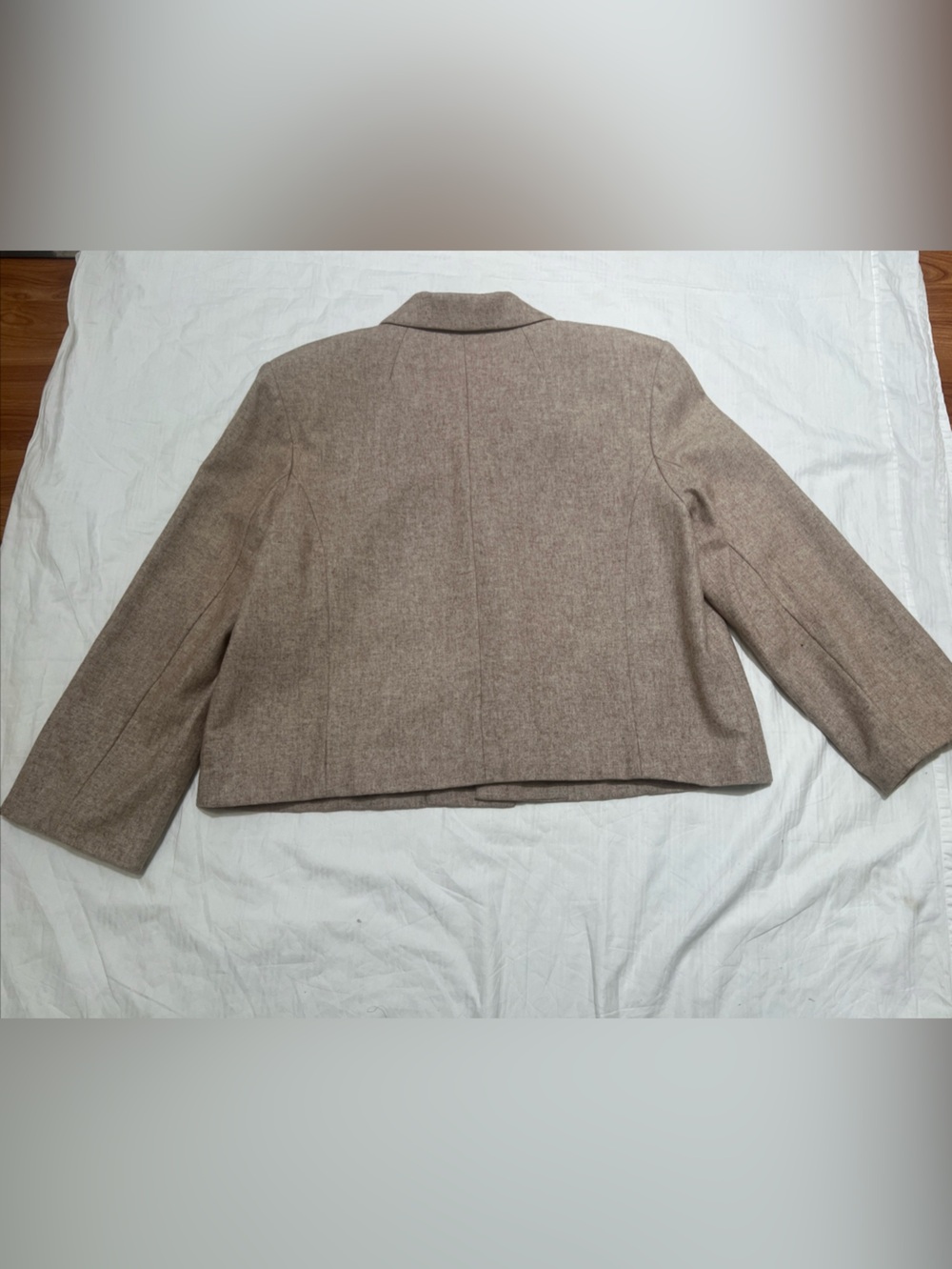 Merona Women’s XL Wool Blend Cropped Blazer Jacket Neutral Beige 3/4 Sleeve - Picture 6 of 10